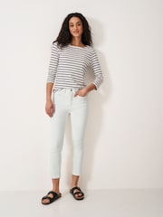 Crew Clothing White Cropped Linen Blend Jeans - Image 6 of 7