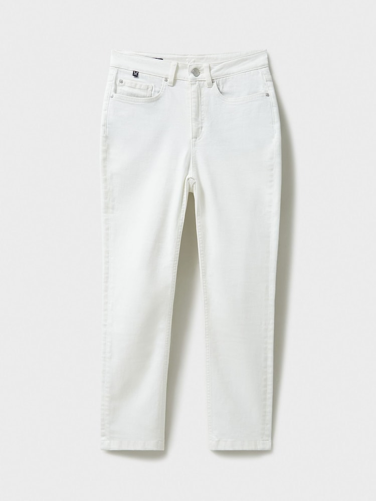 Crew Clothing White Cropped Linen Blend Jeans - Image 7 of 7