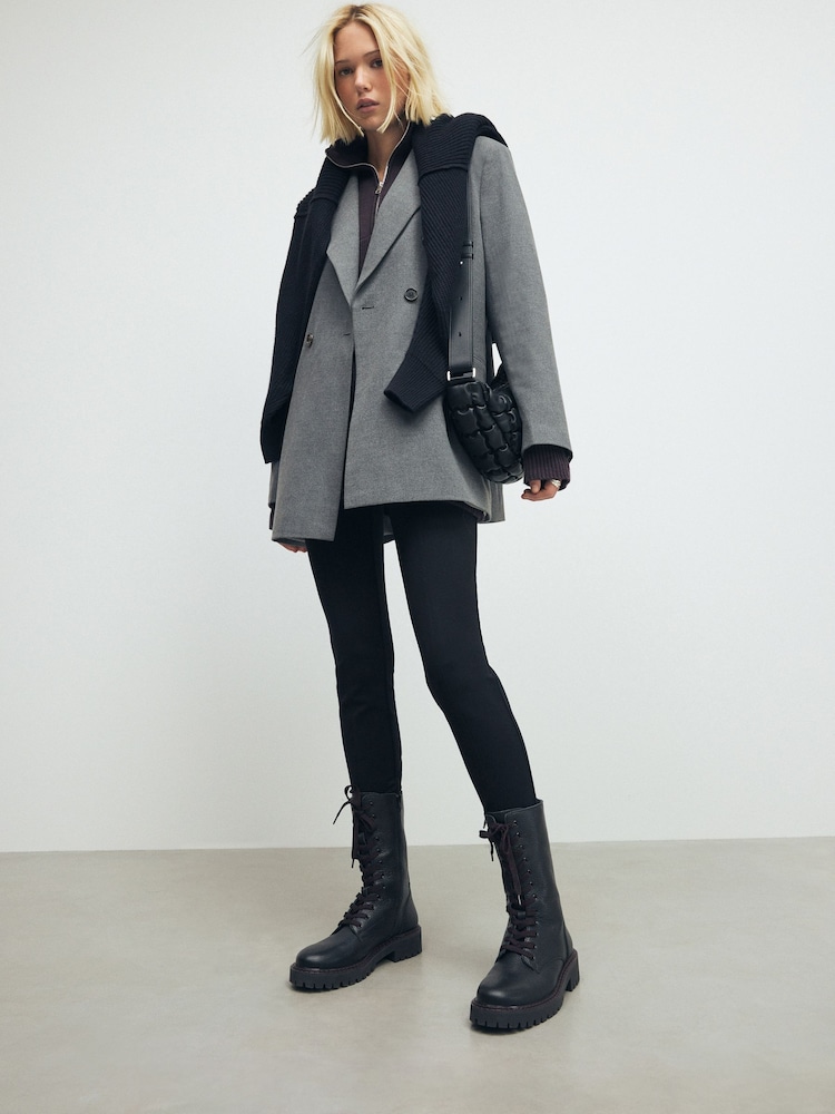 Czarna skóra - Premium Chunky Lace-Up Ankle Boots - Image 11 of 11