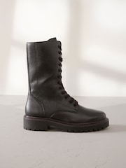 Czarna skóra - Premium Chunky Lace-Up Ankle Boots - Image 5 of 11