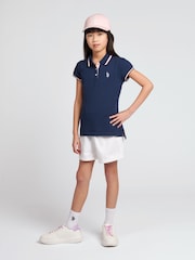 Azul - U.S. Polo Assn. Polo de algodón 100% con mangas casquillo para niña - Imagen 2 de 4