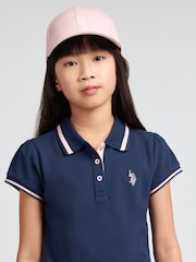 Azul - U.S. Polo Assn. Polo de algodón 100% con mangas casquillo para niña - Imagen 4 de 4
