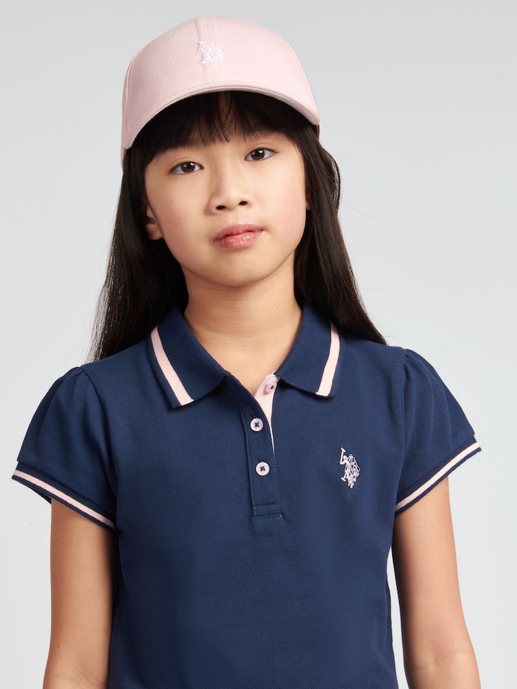 Azul - U.S. Polo Assn. Polo de algodón 100% con mangas casquillo para niña - Imagen 4 de 4