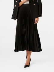 Forever New Black Estelle Satin Pleated Maxi Skirt - Image 1 of 5