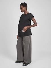 JoJo Maman Bébé Grey Maternity Wide Leg Trousers - Image 3 of 4