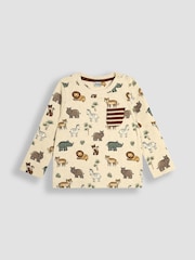 JoJo Maman Bébé Natural Safari Animals Print & Stripe Long Sleeve 2-Pack Tops - Image 2 of 5