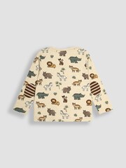 JoJo Maman Bébé Natural Safari Animals Print & Stripe Long Sleeve 2-Pack Tops - Image 3 of 5