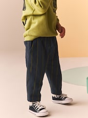 Navy/Green 100% Cotton Stripe Jersey Joggers (3mths-7yrs) - Image 1 of 9