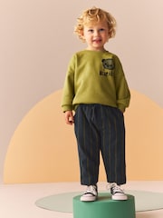 Navy/Green 100% Cotton Stripe Jersey Joggers (3mths-7yrs) - Image 2 of 9