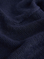 Blue Navy Roll Edge Shirt Layer Knitted 100% Cotton Jumper - Image 7 of 8