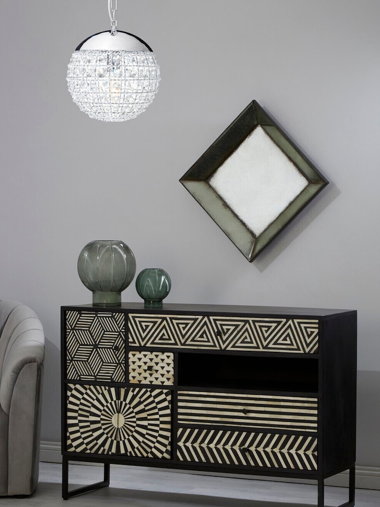 Interiors by Premier Silver Kensington Townhouse Crystal Beads Pendant Light - Image 1 of 2 Interiors by Premier Silver Kensington Townhouse Crystal Beads Pendant Light - Image 1 of 2