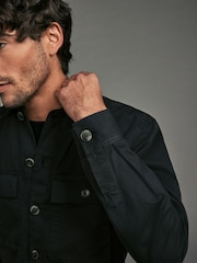 Black 100% Cotton Twin Pocket Shacket - Image 5 of 8