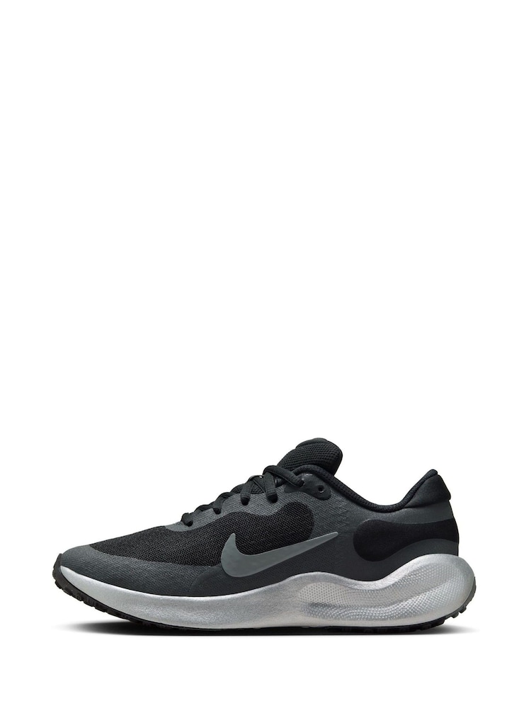 Nike Silver/Black Youth Revolution 7 Running Trainers - Image 2 of 10