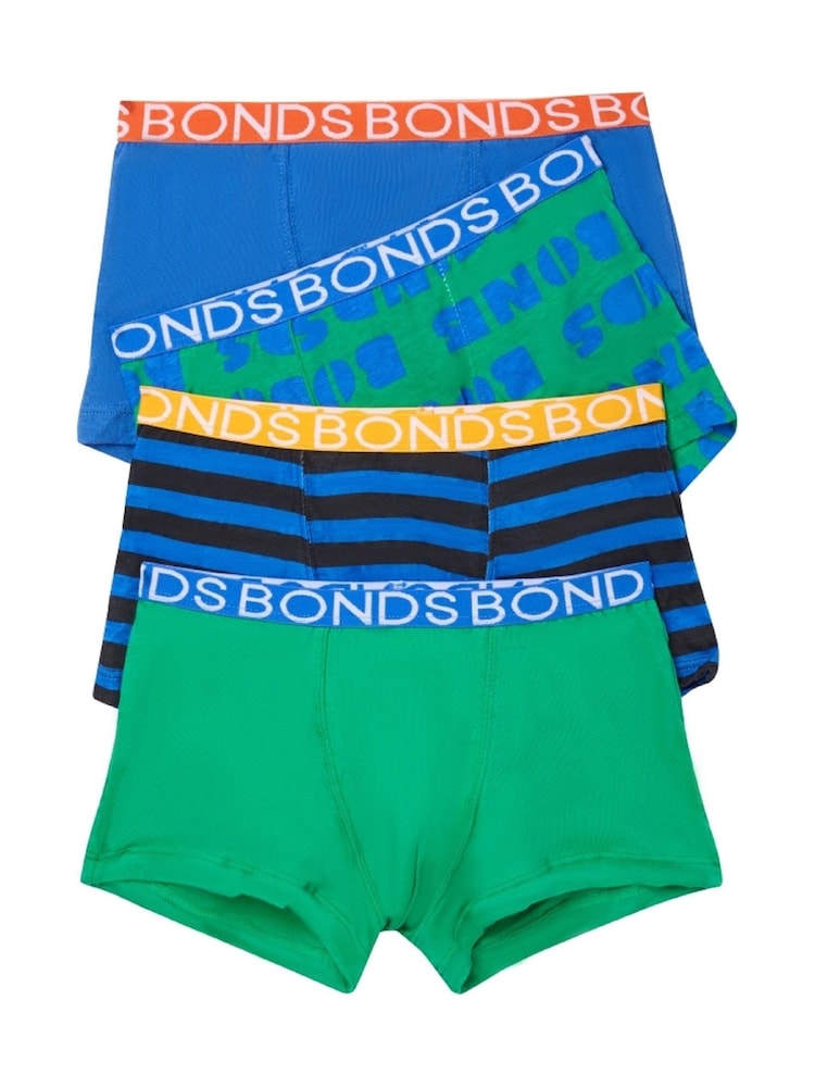 Bonds Blue Abstract Print 100% Cotton Trunks 4 Pack - Image 1 of 3