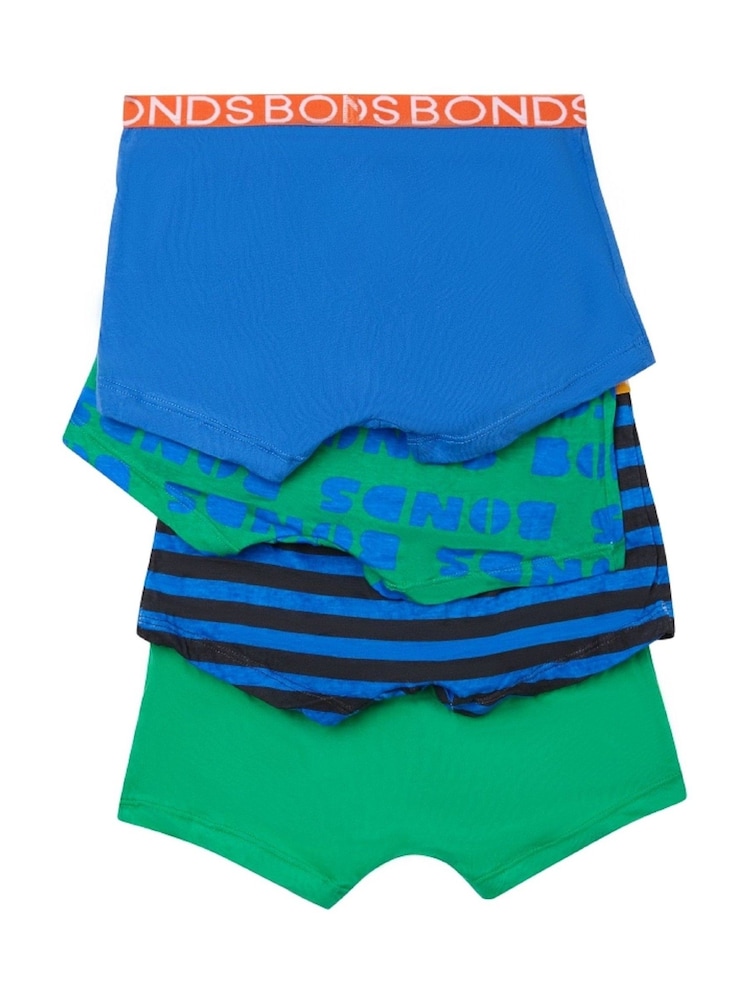 Bonds Blue Abstract Print 100% Cotton Trunks 4 Pack - Image 2 of 3