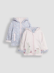 JoJo Maman Bébé Pink Bunny & Mouse Appliqué Reversible Hoodie - Image 1 of 8