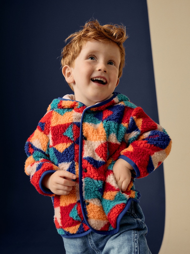 Multi Patterned Fleece Hooded Jacket (3mths-7yrs) - Image 1 of 9