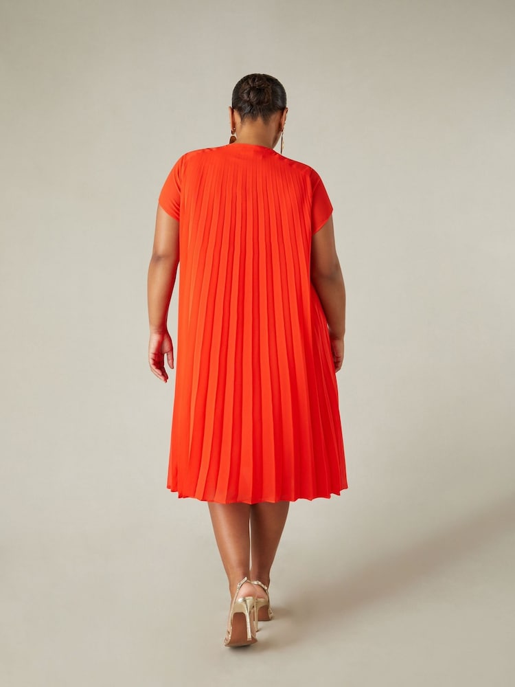 Live Unlimited Red Curve Chiffon Pleated Dress - Image 2 of 4