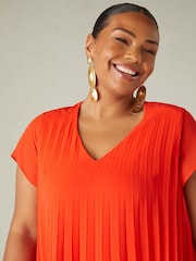 Live Unlimited Red Curve Chiffon Pleated Dress - Image 3 of 4