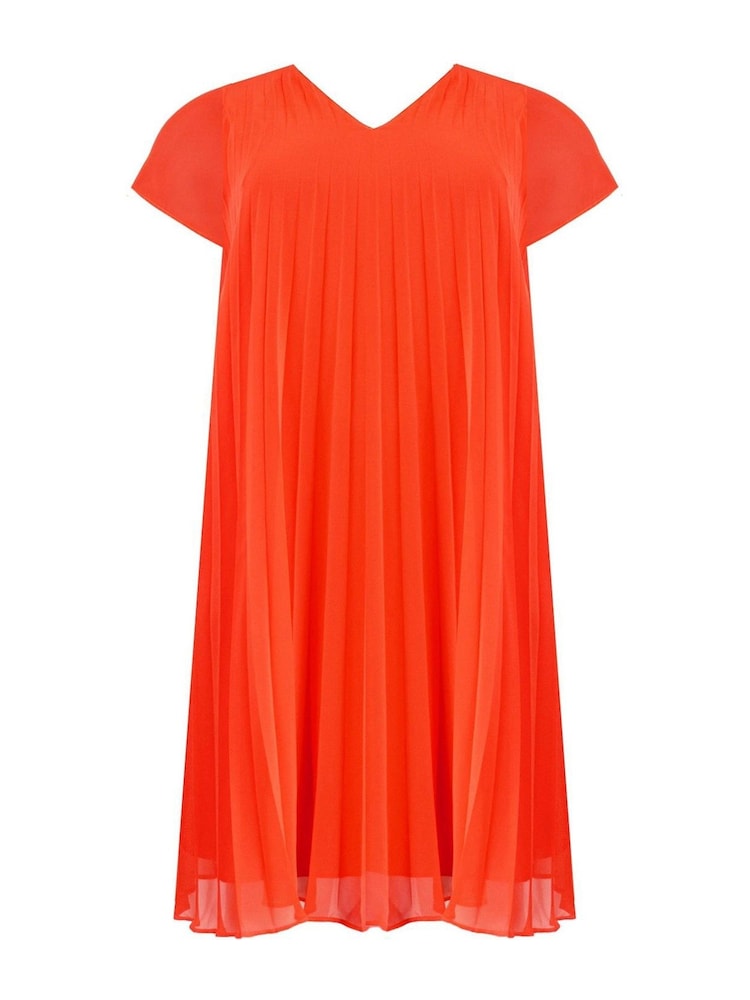 Live Unlimited Red Curve Chiffon Pleated Dress - Image 4 of 4