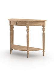 Feather & Black Weathered Oak Loire Wooden Half Moon Console Table - Image 2 of 2