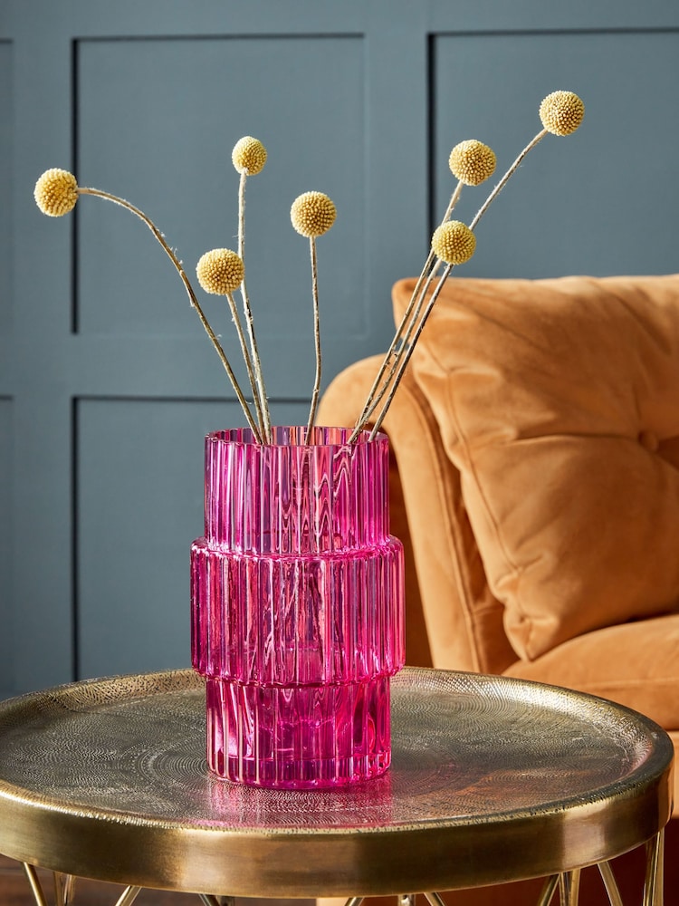Pink Small Ribbed Vase - Image 1 of 4