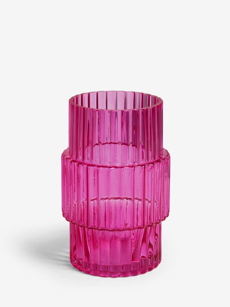 Pink Small Ribbed Vase - Image 2 of 4
