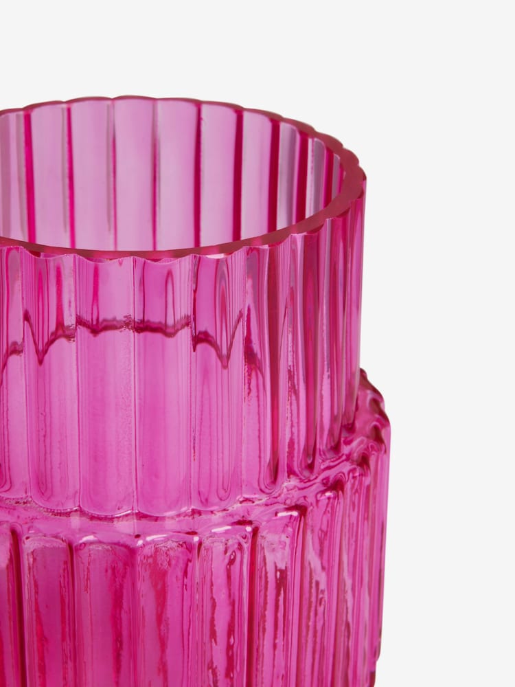 Pink Small Ribbed Vase - Image 4 of 4
