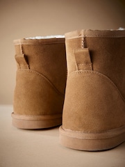Tan Brown Signature Suede Slipper Boots with Faux Fur Lining - Image 6 of 6