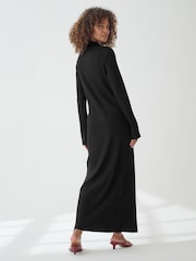 Black Long Sleeve Collar Detail Maxi Dress - Image 2 of 5