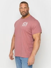 BadRhino Big & Tall Pink 100% Cotton Surfing Club T-Shirt - Image 1 of 3