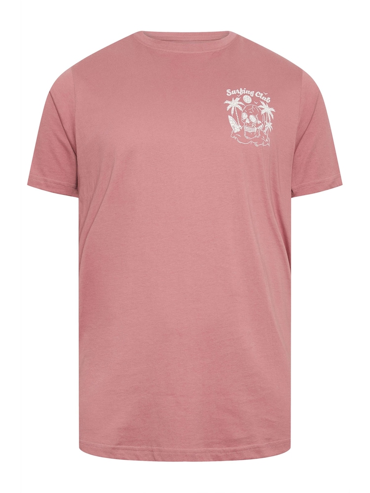 BadRhino Big & Tall Pink 100% Cotton Surfing Club T-Shirt - Image 2 of 3