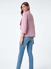 Roman Pink Textured Stretch Waterfall Front Jacket - Image 3 of 5