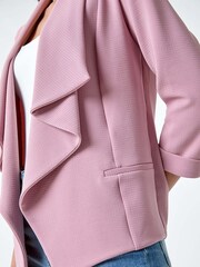Roman Pink Textured Stretch Waterfall Front Jacket - Image 5 of 5