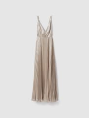 فستان ماكسي برّاق ومطوي من Halston - صورة 2 من 6