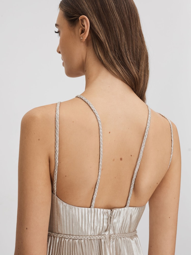 فستان ماكسي برّاق ومطوي من Halston - Image 4 of 6