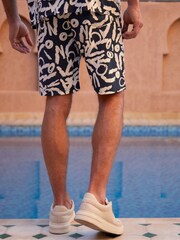 Threadbare Navy Abstract Print Shorts - Image 2 of 4
