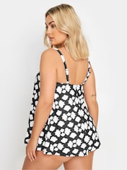 Yours Curve Black Tie Dye Print A-Line Tankini Top - Image 3 of 6