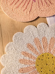 Set of 2 White Floral Beaded Placemats - Image 2 of 3