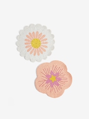Set of 2 White Floral Beaded Placemats - Image 3 of 3