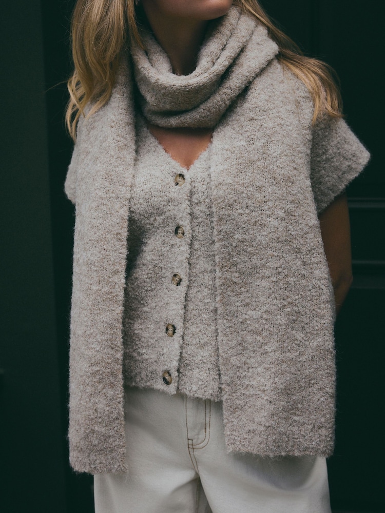 Oatmeal Heavyweight Boucle Blanket Scarf - Image 2 of 8