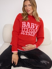 Red Maternity Christmas Jumper - Image 1 of 5