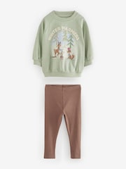 Salbeigrün/Cream/Camel Charakter - 100% Cotton Leggings Pyjamas 3 Pack (9mths-8yrs) - Bild 9 von 12