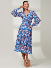 Jolie Moi Blue Rayla Wrap Front Mesh Midi Dress - Image 5 of 6