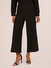 Adrianna Papell Ottoman Rib Knit Pull On Black Trousers - Image 1 of 7