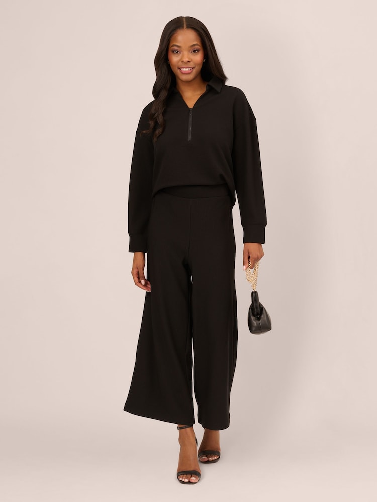 Adrianna Papell Ottoman Rib Knit Pull On Black Trousers - Image 3 of 7