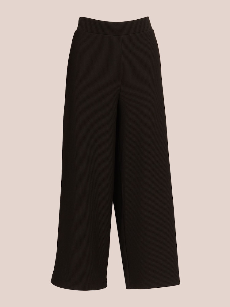 Adrianna Papell Ottoman Rib Knit Pull On Black Trousers - Image 6 of 7