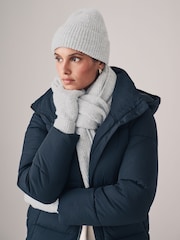 The Set Grey 3 Piece Hat Scarf Mittens Gift Set with Wool - Image 3 of 5