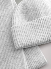 The Set Grey 3 Piece Hat Scarf Mittens Gift Set with Wool - Image 4 of 5