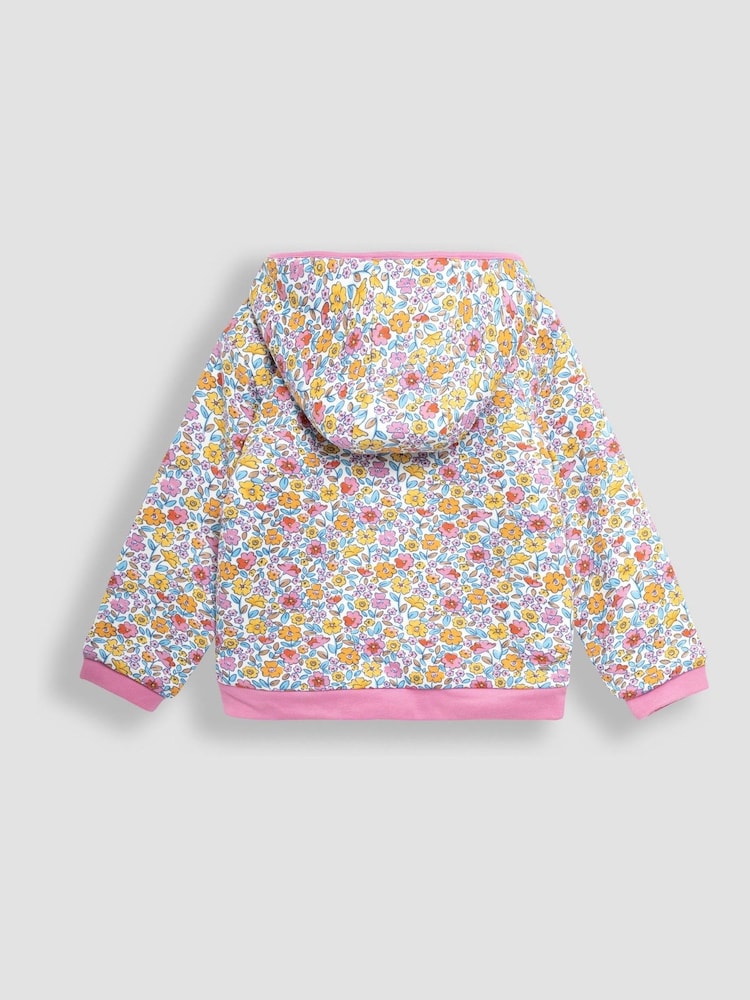 JoJo Maman Bébé Pink Guinea Pig Floral Cotton Appliqué Cosy Hoodie - Image 2 of 3
